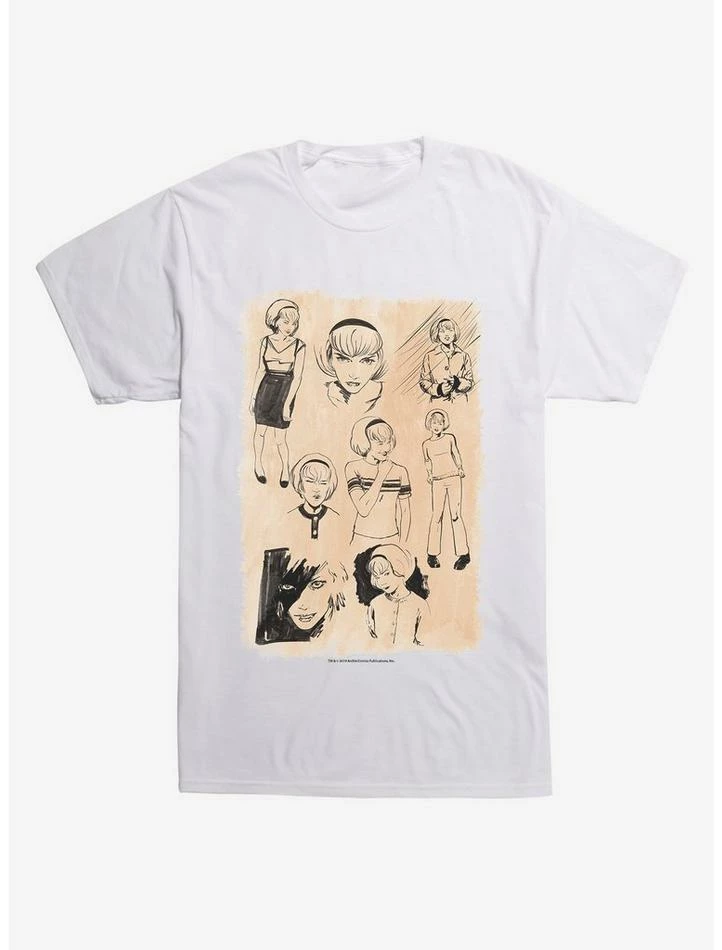 Top 10 π Chilling Adventures Of Sabrina Sketches White T-Shirt β¨ - Image 3