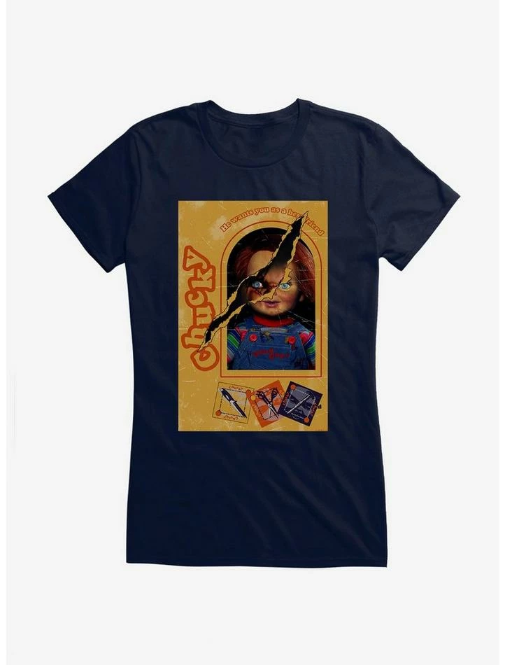 Best deal β€οΈ Chucky Doll Box Torn π§ Girls T-Shirt π - Image 4