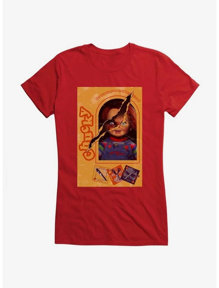Best deal β€οΈ Chucky Doll Box Torn π§ Girls T-Shirt π - Image 5
