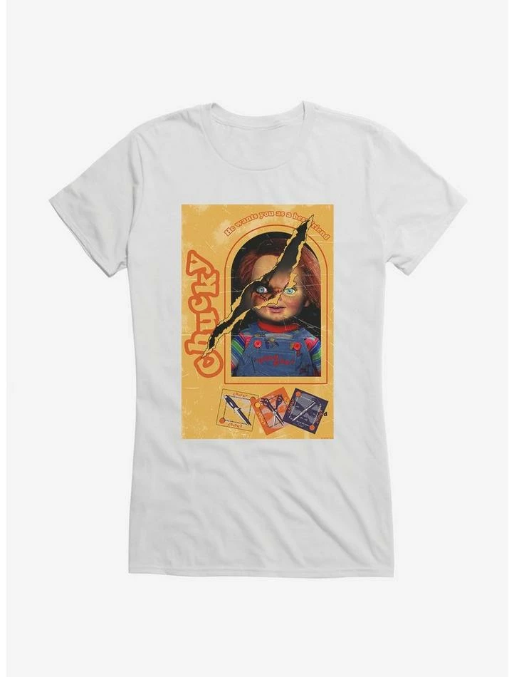 Best deal β€οΈ Chucky Doll Box Torn π§ Girls T-Shirt π - Image 6