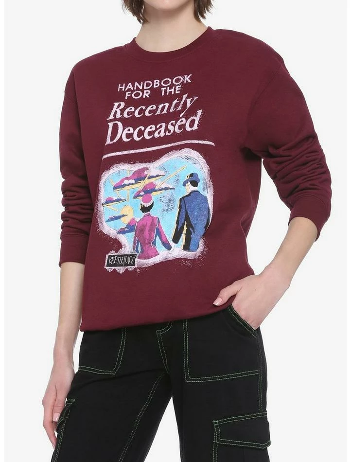 Flash Sale 🤩 Beetlejuice Handbook For The Recently Deceased Maroon 👧 Girls Sweatshirt 👍