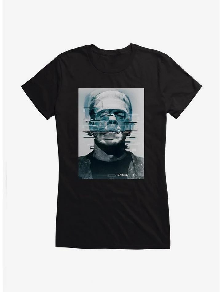 New π Universal Monsters Frankenstein Distorted Face π§ Girls T-Shirt π - Image 3