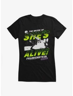 Deals 🧨 Universal Monsters Bride Of Frankenstein Horror Poster 👧 Girls T-Shirt ⌛