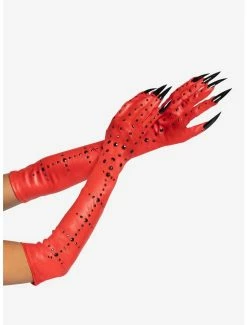 Discount ❤️ Devil Long Nails Red Gloves 👍