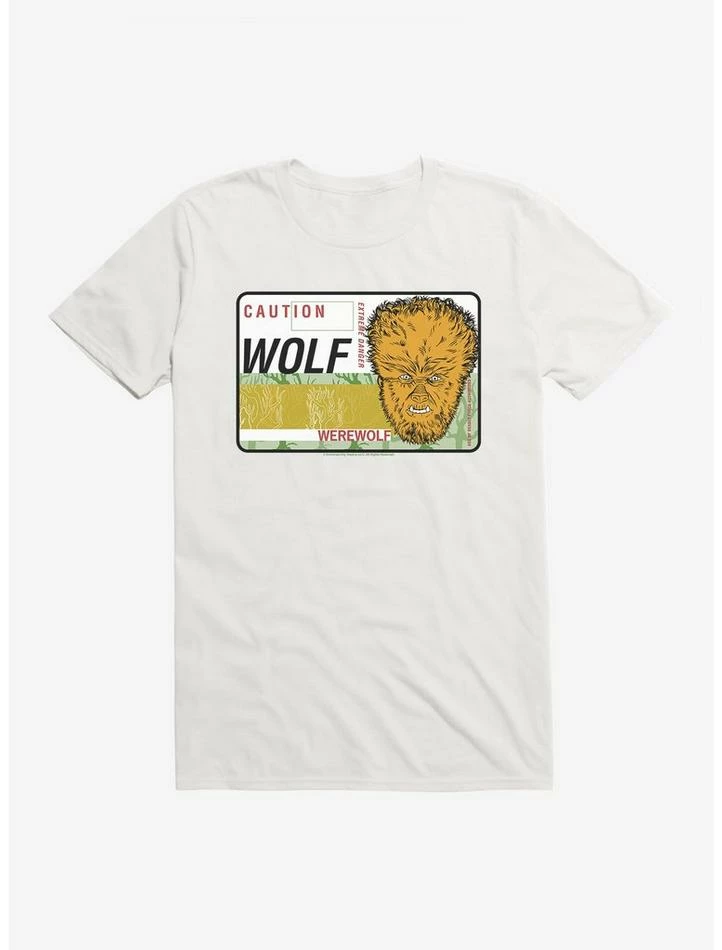 Best Pirce π Universal Monsters The Wolf Man Caution T-Shirt β€οΈ - Image 6
