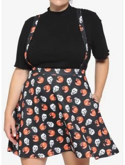 Buy ✨ Halloween Michael Myers Pumpkin Suspender 👗 Skirt Plus Size 🎉