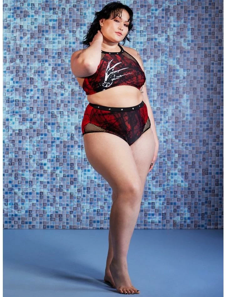 Coupon β€οΈ A Nightmare On Elm Street Grommet High-Waisted Swim Bottoms Plus Size π