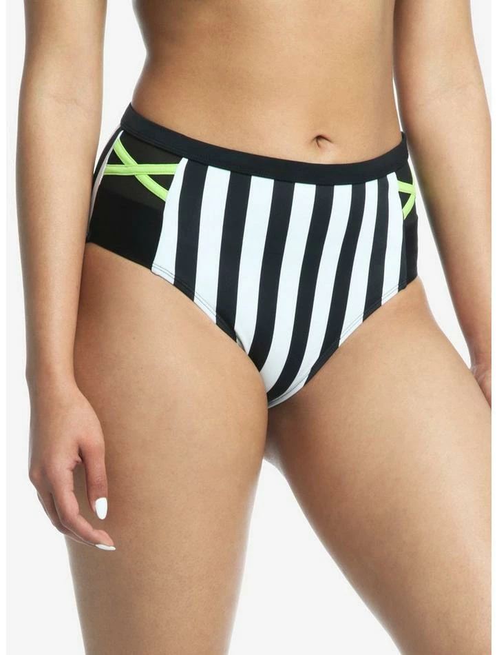 Outlet โค๏ธ Beetlejuice Stripe High-Waisted Swim Bottoms โจ - Image 2