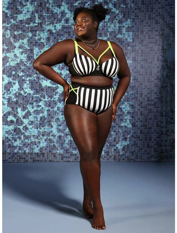 Best deal β€οΈ Beetlejuice Stripe High-Waisted Swim Bottoms Plus Size π - Image 4
