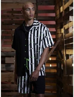 Buy 👍 Beetlejuice Stripe Split Woven Button-Up ✨