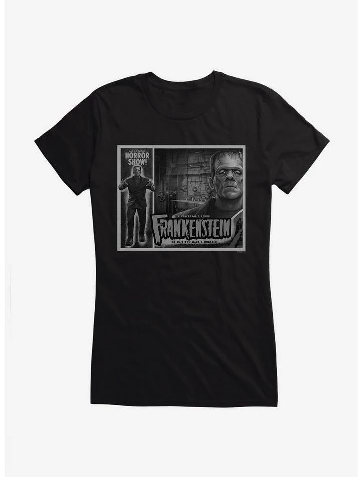 Flash Sale β€οΈ Frankenstein Black & White The Man Who Made A Monster π§ Girls T-Shirt π₯ - Image 2
