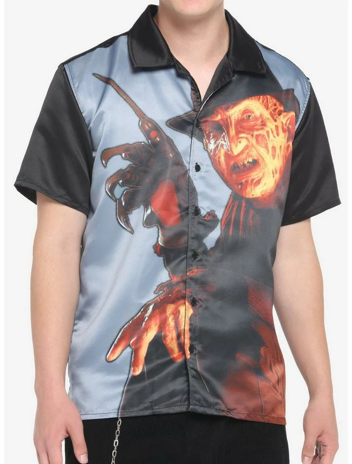 Deals 𧨠Freddy Vs. Jason Freddy Sublimated Woven Button-Up π