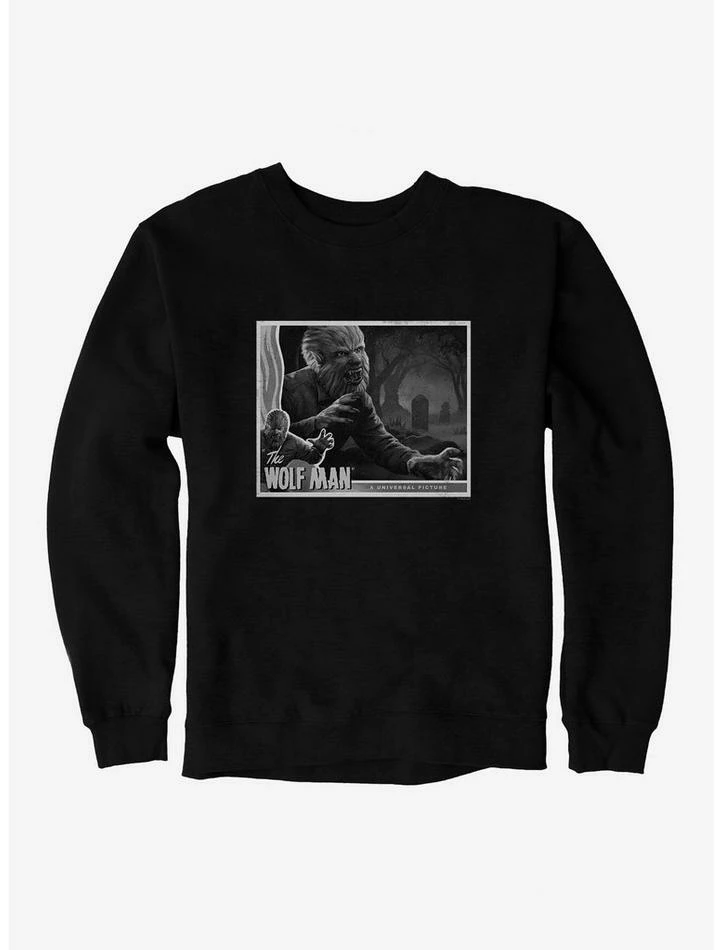 Hot Sale π The Wolf Man Black And White Movie Poster Sweatshirt π - Image 2