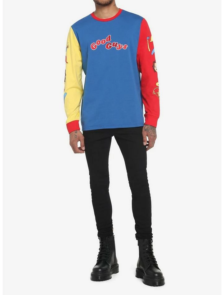Top 10 π Chucky Good Guys Color-Block Long-Sleeve T-Shirt β€οΈ - Image 2
