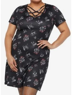New ✨ Universal Studios 🦇 Halloween Horror Nights Characters Lace-Up Bodycon 👗 Dress Plus Size 😉