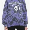 Cheapest 🎁 Scream Ghost Face Panel Purple Tie-Dye 👧 Girls Sweatshirt ✔️