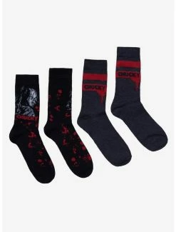 New 🎁 Child's Play Chucky Blood Crew 🧦 Socks 2 Pair 😀