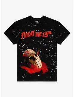 Cheap ✔️ Friday The 13th Bloody Mask Splatter Boyfriend Fit 👧 Girls T-Shirt ❤️