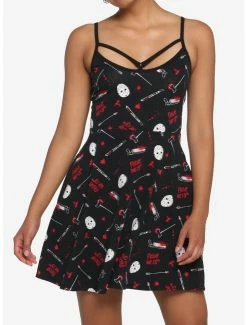 Deals 🤩 Friday The 13th Jason Bloody Weapons Strappy 👗 Dress 🤩