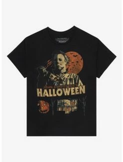 New 💯 Halloween Vintage Poster Boyfriend Fit 👧 Girls T-Shirt Plus Size 👏