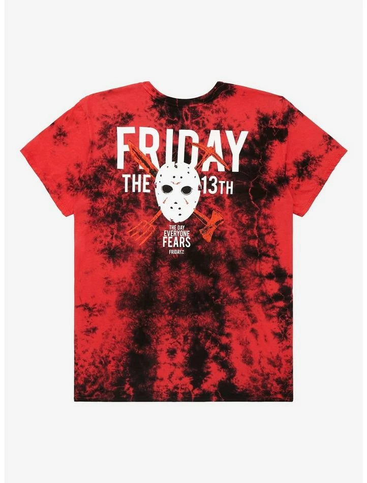 Best Sale β€οΈ Friday The 13th Mask Tie-Dye Boyfriend Fit π§ Girls T-Shirt Plus Size π - Image 2