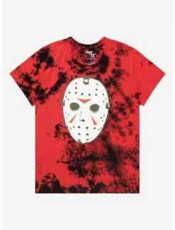 Best Sale ❤️ Friday The 13th Mask Tie-Dye Boyfriend Fit 👧 Girls T-Shirt Plus Size 😍