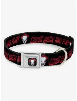 Flash Sale ๐ IT Chapter Two Pennywise Face Come Back and Play Black Seatbelt Buckle ๐ถ Dog Collar ๐ฅฐ