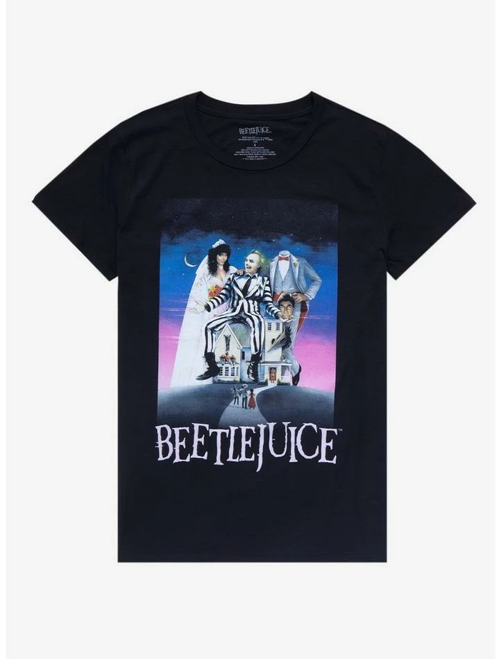 Brand new 😀 Beetlejuice Poster Boyfriend Fit 👧 Girls T-Shirt ❤️