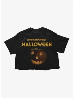 New 🌟 Halloween Jack-O'-Lantern Crop 👧 Girls T-Shirt 🧨