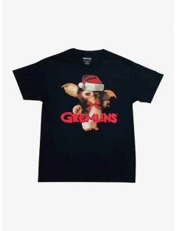 Discount ⌛ Gremlins Santa Hat Boyfriend Fit 👧 Girls T-Shirt 🎁