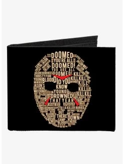 Best Pirce 😉 Friday The 13th Jason Mask Quotes Collage Logo Canvas Bifold Wallet 😉